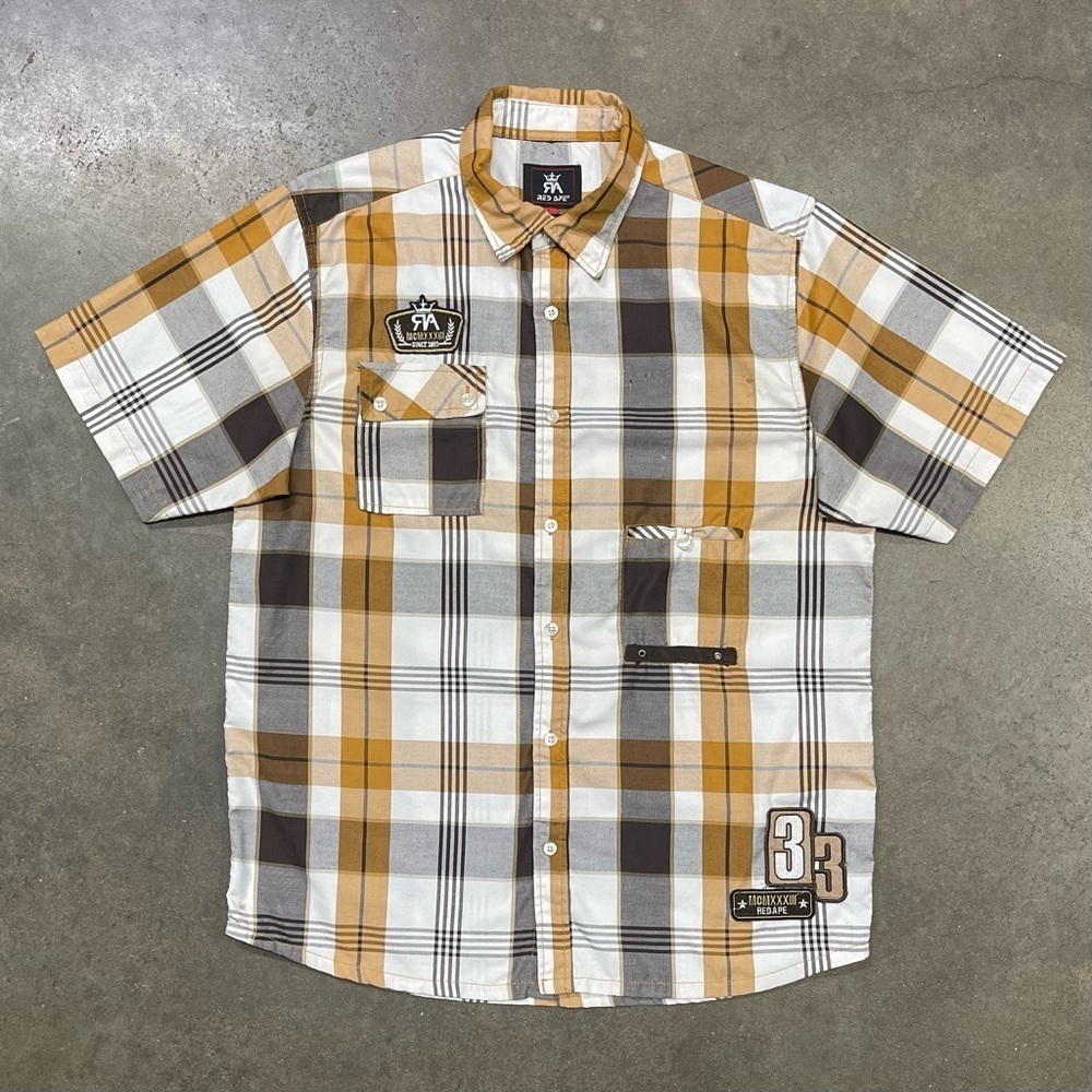 Red Ape MCMXXXIII Affliction Style Short Sleeve Shirt Y2K Cyber Grunge